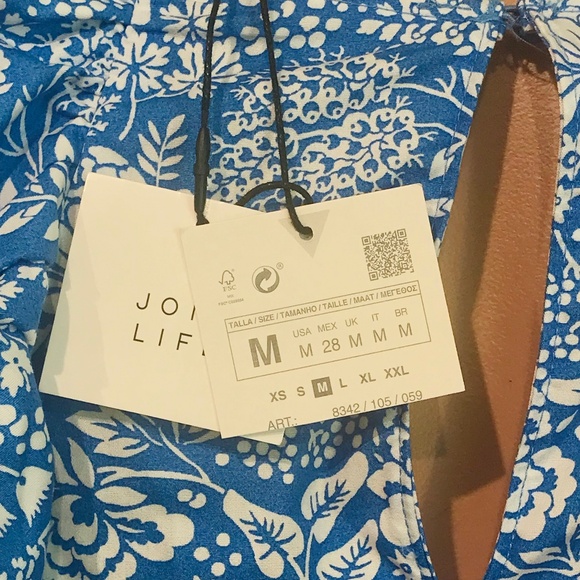 ZARA (NWT) Cotton Floral Ruffle Mini Dress in Blue/White Size M - Picture 5 of 8